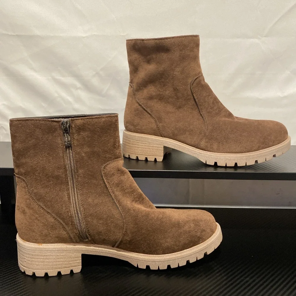 Seven for All Mankind Chelsea Boots Womens 10 Bestie Faux Brown Suede Almond Toe